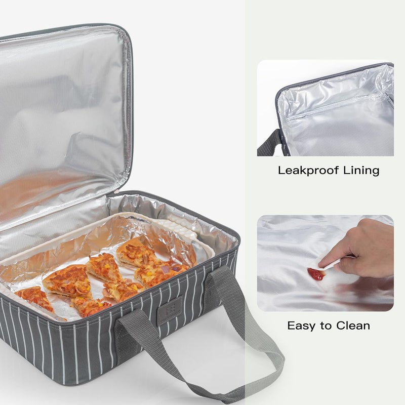 FE FUN ELEMENTS Fun Elements Casserole Carrier for Hot or Cold Food, Insulated Casserole Dish Carrier, Thermal Lasagna Lugger Tote for Potluck Parties/Picnic/Cookouts, Fits 9"×13" Baking Dish, Grey - Image 5